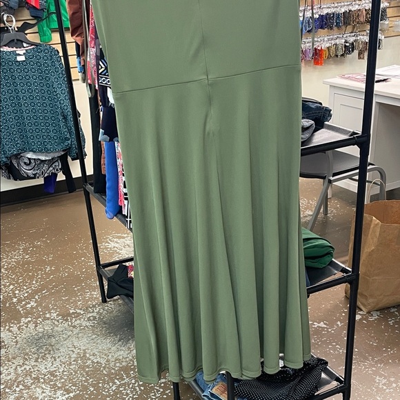 Ralph Lauren Olive Green Twist Front Midi Dress - Picture 6 of 8